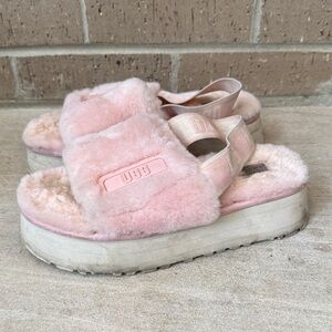Ugg womens 7 pink fuzzy disco slides pink cloud platform shoes